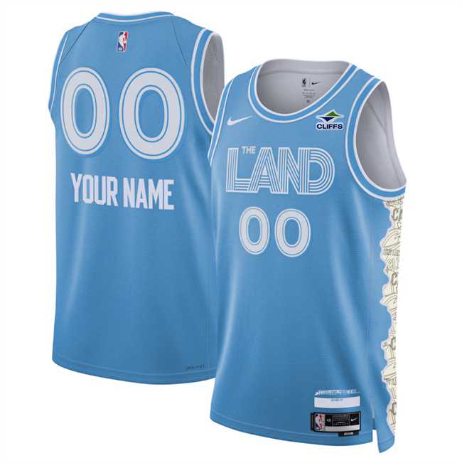 Men%27s Cleveland Cavaliers Active Player Custom Light Blue 2024-25 City Edition Stitched Jersey->customized nba jersey->Custom Jersey